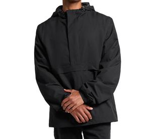 New All Black Crinkle Nylon Fabric Hooded Spring Windbreaker High Quality Outdoor <b>Patched</b> Pullover Half Zip Anorak Jacket - Product Image 2