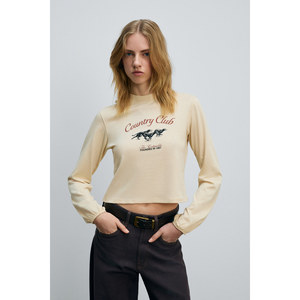 GRIMELANGE TIMBALI Women's <b>100</b>% Cotton Soft Fabric Printed Sleeve Edge Elasticated <b>Balloon</b> Sleeve T-Shirt - Product Image 1