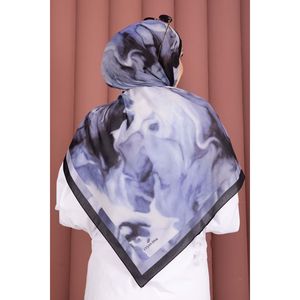 Colección de Pañuelos y Accesorios para la Cabeza con Patrón Ebru en Color Lila - Product Image 3