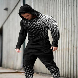 Conjunto de chándal deportivo de alta moda para hombre, conjunto de chándal ajustado con cremallera, chándal de dos piezas para hombre - Product Image 4