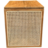 Cesta de Lavandería Cuadrada de Mimbre y Madera Isabela
