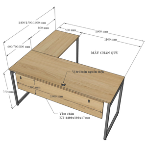 Escritorio Ejecutivo en Forma de L SLEAN HBSL019, Diseño Contemporáneo de Lujo con Patas de Hierro, Material de Madera Contrachapada para Muebles de Oficina - Product Image 3