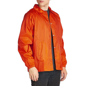 orange color men polyester <b>jackets</b> New Streetwear Blank 100% Nylon Material Windproof Custom Logo Print <b>Zipper</b> <b>Jacket</b> For Men - Product Image 5