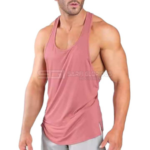 <b>Men</b> gym high stretchable tank top cotton spandex breathable workout fitness <b>singlet</b> sleeveless bulk wholesale factory - Product Image 2