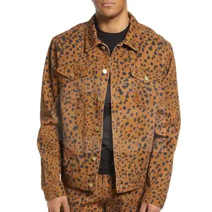 고품질 남자 청바지 재킷을 인쇄하는 남자 승화를 위한 표범 인쇄 청바지 재킷