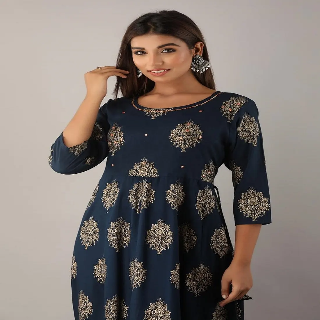 레이디 패션 의류 긴 코튼 디자인 공식 Kurti 인도 전통 파티 착용 숙녀 kurtis 여자 드레스