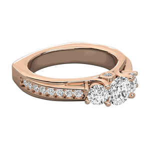 แหวนหมั้นหิน3ชิ้นสำหรับผู้หญิงชุดง่ามเพชรตัดทรงกลม - Product Image 3
