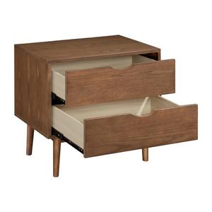 High Quality Walnut-Colored Two-Drawer Solid Wood Bedside Cabinet New Design Scandinavian Style Foldable Bedroom <b>Nightstands</b> - Product Image 5