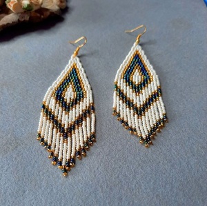 Pendientes de Cuentas de Vidrio Tejidos a Mano con Flecos en Capas, Estilo Bohemio, Joyería para Mujer, Artículos de Cocina, Artículos de Hotel - Product Image 4