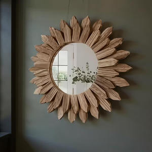 Miroir mural en bois et résine de grande qualité à prix raisonnable, design classique, pour la décoration d'un espace de vie formel - Product Image 2