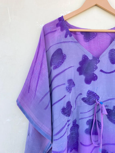 Kaftan de seda indio 100% hecho a mano vestido suelto para verano otoño y primavera secado rápido con cierre de cordón - Product Image 5