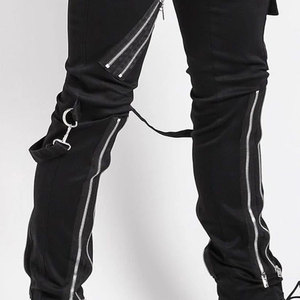 Pantalon gothique noir slim fit à longues bretelles pour homme, style punk rock alternatif, vente chaude, vente en gros d'usine 2026 - Product Image 5