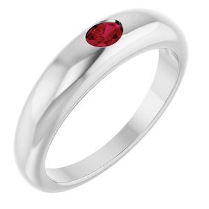 Stuller <b>Petite</b> Dome Ring 72173:604P 10k Gold Platinum Geometric Pattern <b>Princess</b> Oval Cut Zircon Bezel Setting Everyday Wear - Product Image 1