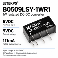 Convertisseur DC-DC isolé JETEKPS B0509LSY-1WR1 1W 9V 111mA SIP, module d'alimentation non régulé, RoHS, efficacité 84%, 1500VDC, faible ondulation