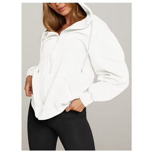 Outdoor Use <b>Winter</b> Woven <b>Women's</b> Crop <b>Top</b> Hoodies with Front Logo Custom Design Solid Color 100% Cotton Windproof & Comfortable - Product Image 1