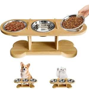 Best Quality Handcrafted <b>Wooden</b> Pet <b>Bowl</b> <b>Stand</b> with Removable Metal <b>Bowls</b> and Elevated <b>Dog</b> Feeder for Large and Small Pets Use - Product Image 6