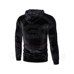 Sweats à capuche en velours pour hommes avec logo personnalisé 100% velours de coton style décontracté pour vêtements de rue col à capuche en velours d'hiver - Product Image 4