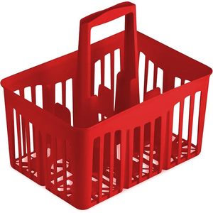 Supporto portabottiglie in plastica rossa a 6 vano Organizer da cucina con tracolla impilabile per la conservazione dell'acqua - Product Image 1