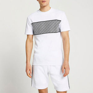 100% coton fait été ensembles O cou t-shirts et shorts ensembles fabriqués au Pakistan haute qualité survêtements hommes chemise ensembles courts - Product Image 3