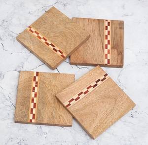 ชุดที่รองแก้วไม้คุณภาพระดับพรีเมี่ยมที่รองแก้วเครื่องดื่มทำจากไม้ธรรมชาติที่หรูหราสำหรับบ้านสำนักงานการป้องกันและตกแต่งโต๊ะ - Product Image 1