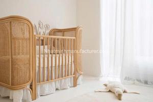 Cuna de Mimbre para Bebé, Plegable en Forma de B, Cuna de Madera Portátil y Cama de Día para Bebés y Niños, para Uso en Hospitales y Salas de Estar - Product Image 3