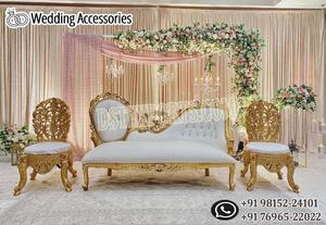 Elegante sofá de madera para parejas para la ceremonia de Shagun, impresionante sofá de boda para novia y novio, sofá tallado con respaldo pesado para escenario de boda - Product Image 6