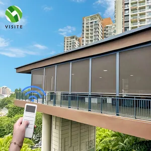 YST Manufacturer Windproof Zip Screen Automatic Sunshade Roller Shutter Motor Outdoor Balcony Curtain Zip Track Blinds