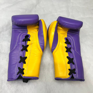 ถุงมือชกมวยถุงมือหนัง PU แบบผูกเชือกถุงมือมวยไทยหนังแท้ระบายอากาศได้ดี - Product Image 1