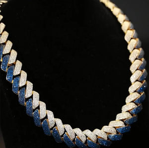 Collar de eslabones cubanos de Miami de dos tonos de 20mm con VVS1, piedra principal de moissanita de plata esterlina helada, regalo para él - Product Image 1