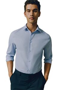 Alta calidad de marca personalizada de manga completa con botones cuello liso teñido Casual para hombres Slim Fit Easy-Iron poliéster tela tejida de algodón - Product Image 2