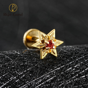 ASTM F136 Hilo interno de titanio Hexagrama CZ Cluster Cartílago Pendiente Mini CZ Labret Tragus Helix <span class=keywords><strong>Medusa</strong></span> Flat Back <span class=keywords><strong>Piercing</strong></span> - Product Image 3