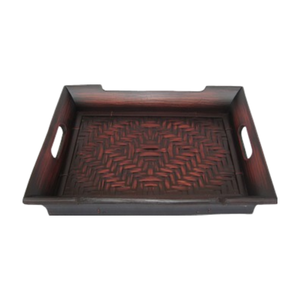 Ensemble de plateaux de service en bambou de style moderne Offre Spéciale personnalisé pour table basse en bois brut poignées décoratives pour nourriture thé café - Product Image 4