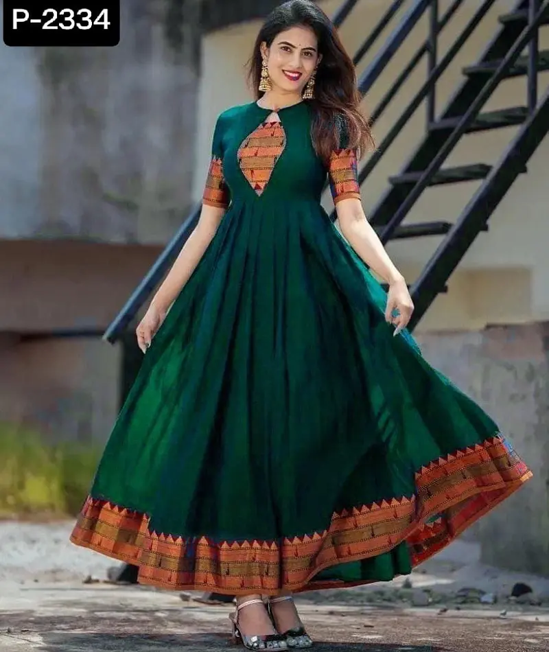 Pakaian etnik India baru siap untuk memakai Slub katun Kurtis untuk kasual dan fungsi pakaian pernikahan Anarkali gaun gaya Salwar Kameez