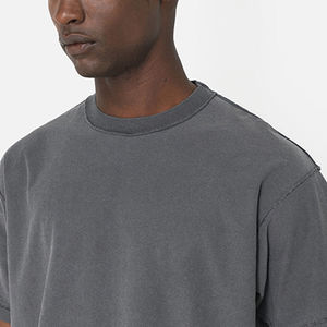 เสื้อยืดคอกลมทรงปกติแบบเรียบสีพื้น ผลิตตามสั่งขายส่ง ผ้าฝ้าย 100% ล้างสีแบบแอซิดวอช สไตล์วินเทจ สตรีทแวร์ เนื้อผ้าหนา ใส่ได้ทั้งชายและหญิง - Product Image 2