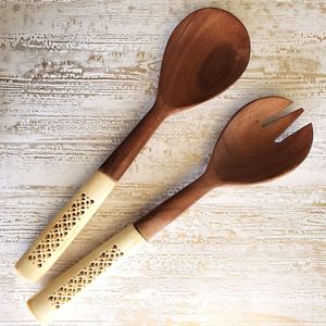 2024Hot Design Marble Handle <b>Salad</b> <b>Server</b> for <b>Salad</b> Spoon Slid Mango Wood Forks Spoons Wood Cutlery Wholesale Kitchen Dinnerware - Product Image 1