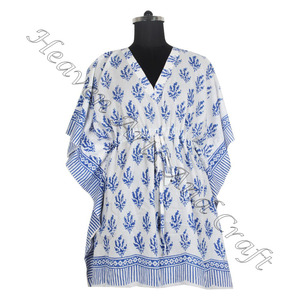 Caftan indien imprimé en coton fait à la main Kaftan KFCS003 Abaya Kaftan Caftan arabe Jalabiya Dubai Fashion Hand Block Print - Product Image 3