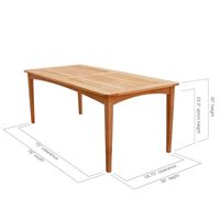Table à manger de jardin en bois de teck massif Table à manger rectangulaire d'extérieur moderne en bois de teck Mobilier d'extérieur indonésien