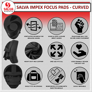 Guantes de cuero profesionales de alta calidad 100%, manoplas de enfoque de diseño curvo negro de Pakistán, almohadillas de enfoque en blanco de ajuste seguro para exteriores - Product Image 5