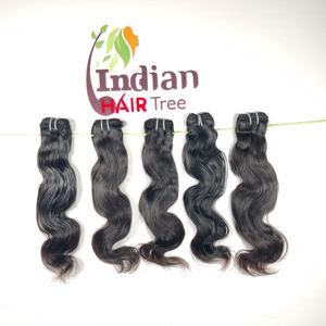 100% naturel sud de l'Inde Temple cheveux humains vierge aucun chimique traité Machine Double trame noir couleur faisceau Extensions - Product Image 1