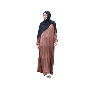 Robe longue modeste pour les femmes musulmanes avec tissu en mousseline de soie durable de haute qualité Design ethnique doux sensation de main manches longues Zevanya - Product Image 1
