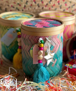 Accessoires complets Boîte à bonbons de célébration Gergean pour enfants Boîte de panier de rangement en bambou tissé Idée cadeau tendance Ramadan 2026 - Product Image 1