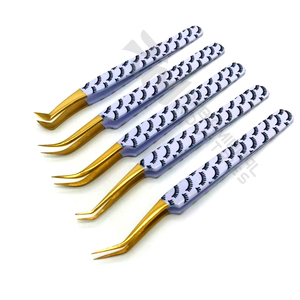 RMI ขนตาปลอมปลายแหลมสีทองแบบใหม่ที่หนีบกระดาษเคลือบ35 45ปลายโค้งสำหรับต่อขนตาพร้อมโลโก้ตามสั่ง - Product Image 3