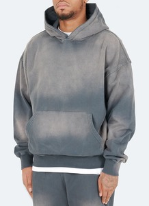 Nouveau à la mode grande taille hommes soleil fondu lavage sweats à capuche 100% coton fait Style décontracté surdimensionné pull nouveau Style à la mode capuche pour hommes - Product Image 3