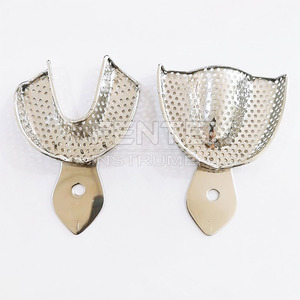 Juego de 6 bandejas de impresión de mandíbula Edentulous de bandeja dental de acero inoxidable perforado - Product Image 5