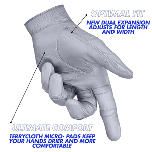 Gants de golf personnalisés pour gaucher, en cuir de mouton noir et blanc, avec sangle de poignet réglable, pour hommes et femmes, vente en gros - Product Image 3