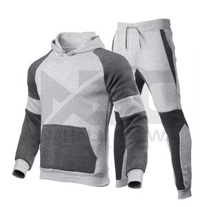 Survêtement deux pièces personnalisé pour hommes, vêtements de sport, pantalon à capuche, grande taille, couleur blanche. - Product Image 1