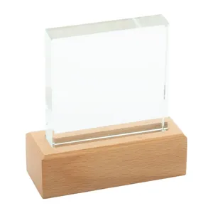 Trophée Rectofi personnalisable en verre et bois, trophées, médailles et plaques de merchandising haut de gamme - Product Image 1