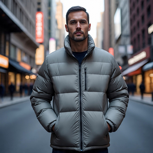 Abrigo acolchado de color sólido para hombre, moda informal de calle, chaquetas de burbujas con cuello levantado para hombre, chaqueta acolchada para hombre - Product Image 1