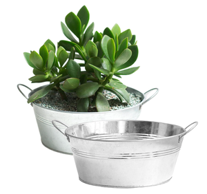 Cubo ecológico de estilo bohemio de hierro galvanizado para uso en el jardín y el suelo del hogar con flores/plantas verdes - Product Image 1