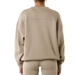 Venta caliente de algodón personalizado pulóver de lujo Streetwear de gran tamaño bordado en relieve sudaderas con capucha de las mujeres Sudadera de cuello redondo - Product Image 2